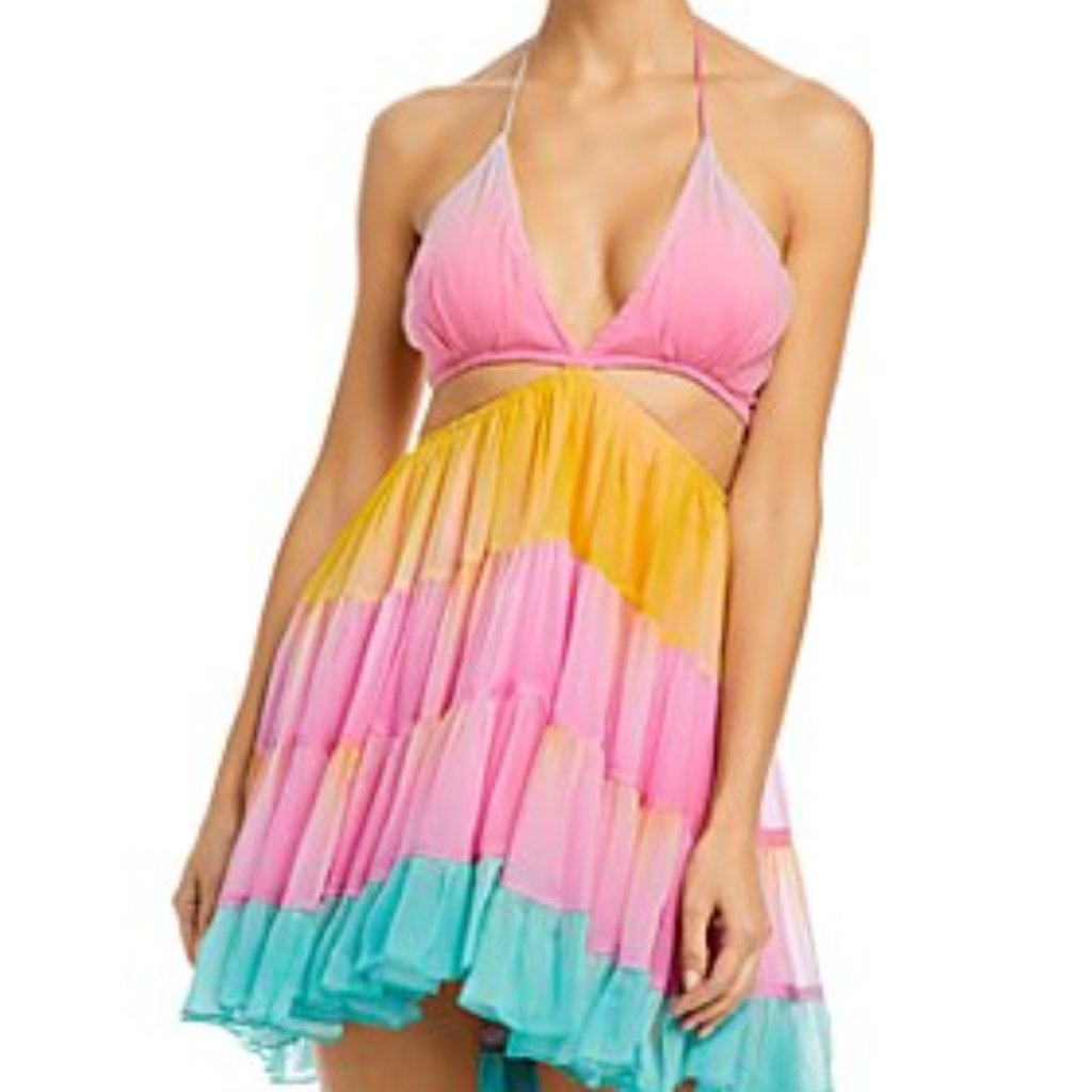 Rococo Sand Zale Tiered Pastel Mini Dress